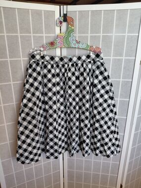 Modcloth Black and White Gingham Circle Skirt